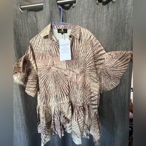 Zara Beige and Brown Patterned Blouse